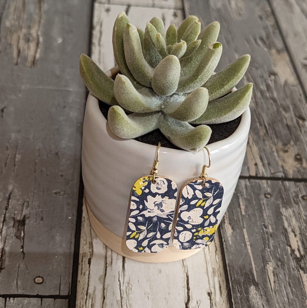 Cork Floral Printed Earrings NEW